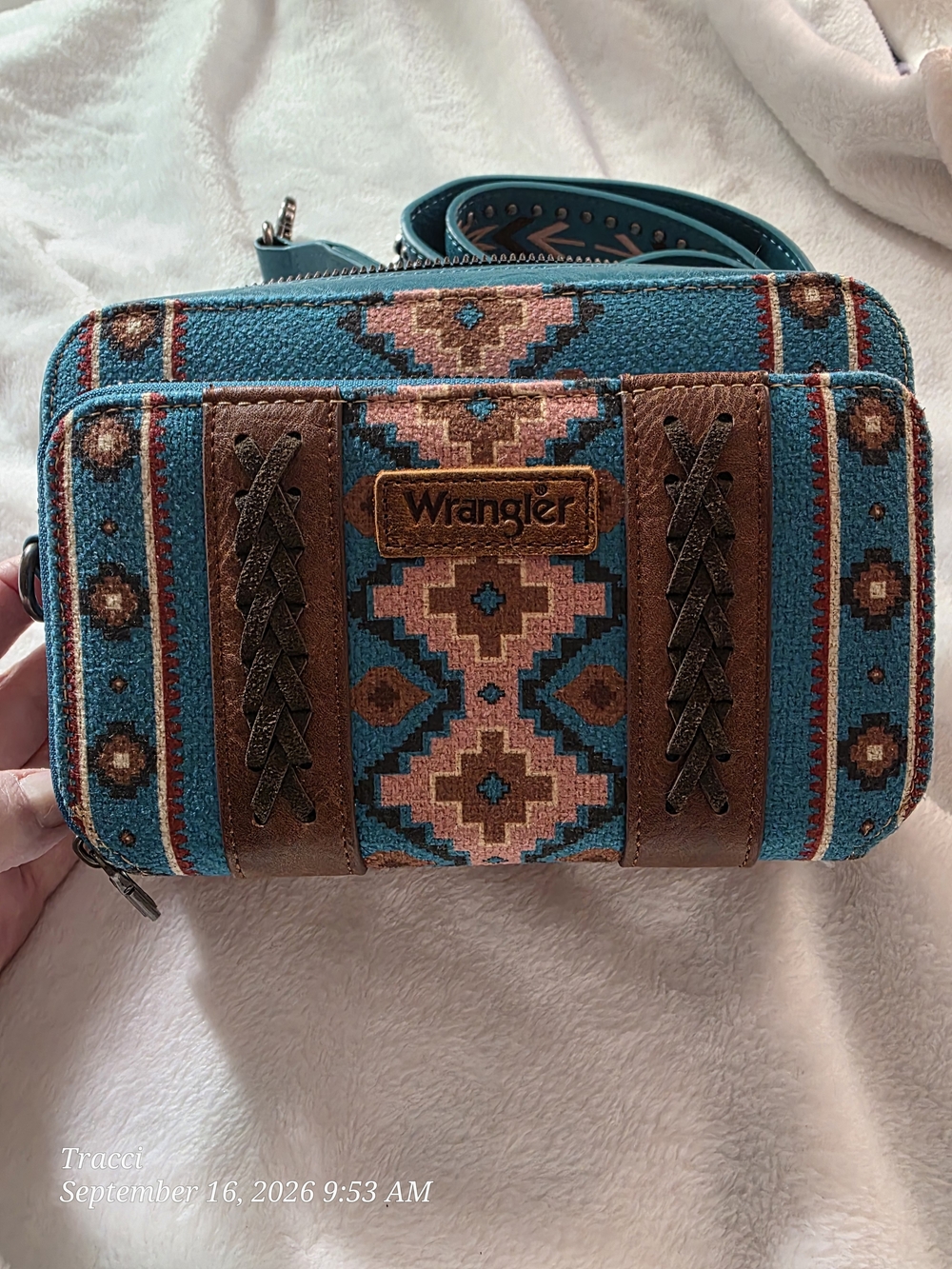 Wrangler Teal Aztec Crossbody Bag